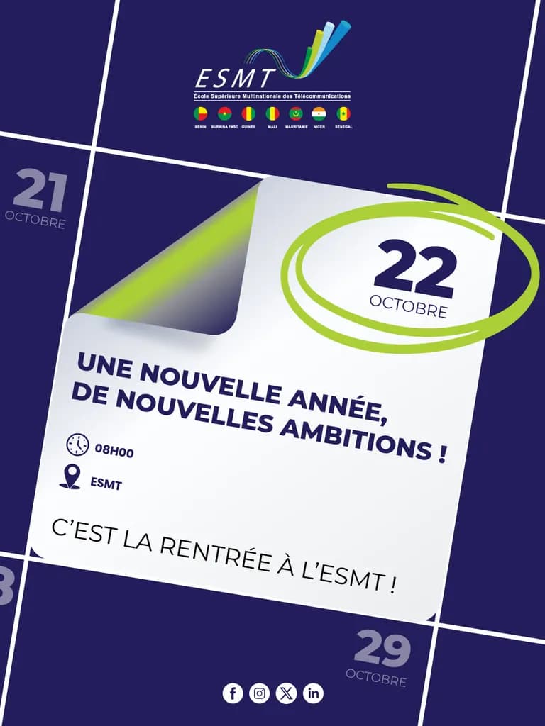 Rentrée académique 2026-2027 : rendez-vous le 22 octobre à l'ESMT